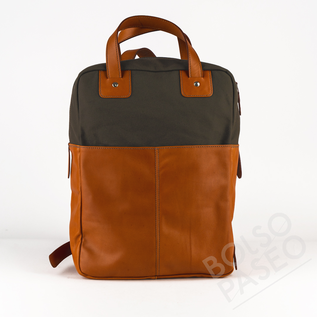 FAU-Miel-Pine Mochila FAU de cuero y tela