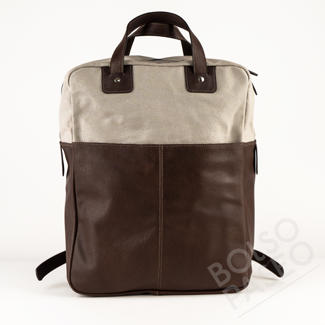 FIL Café quemado-Driftwood Mochila Fil de cuero y tela