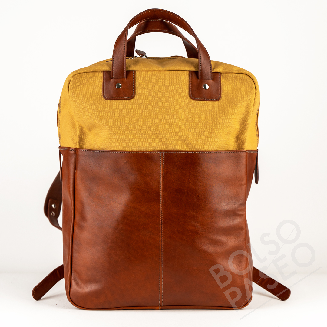 FIL Salvaje-Harvest Mochila Fil de cuero y tela