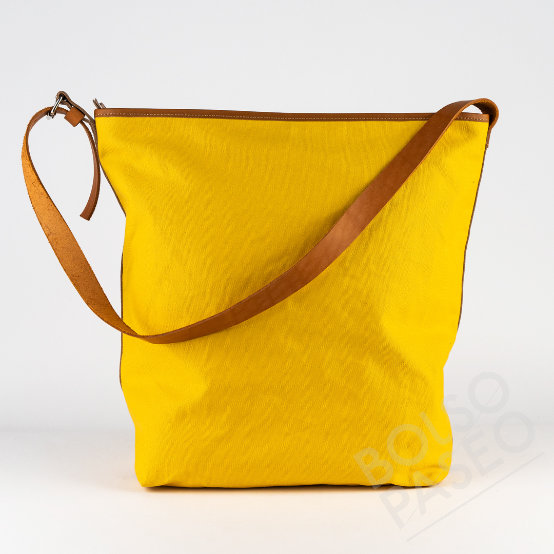 MONA Miel - Gold Bolso Mona de cuero y tela